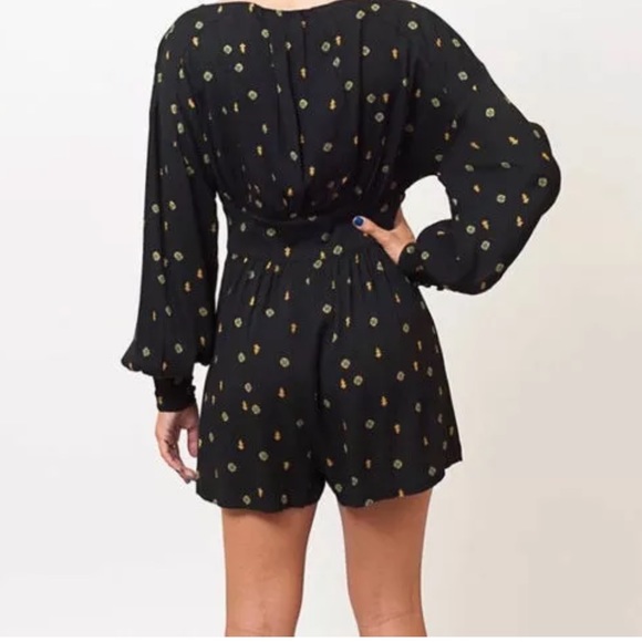 Free People black romper with gold green designs - Picture 2 of 11